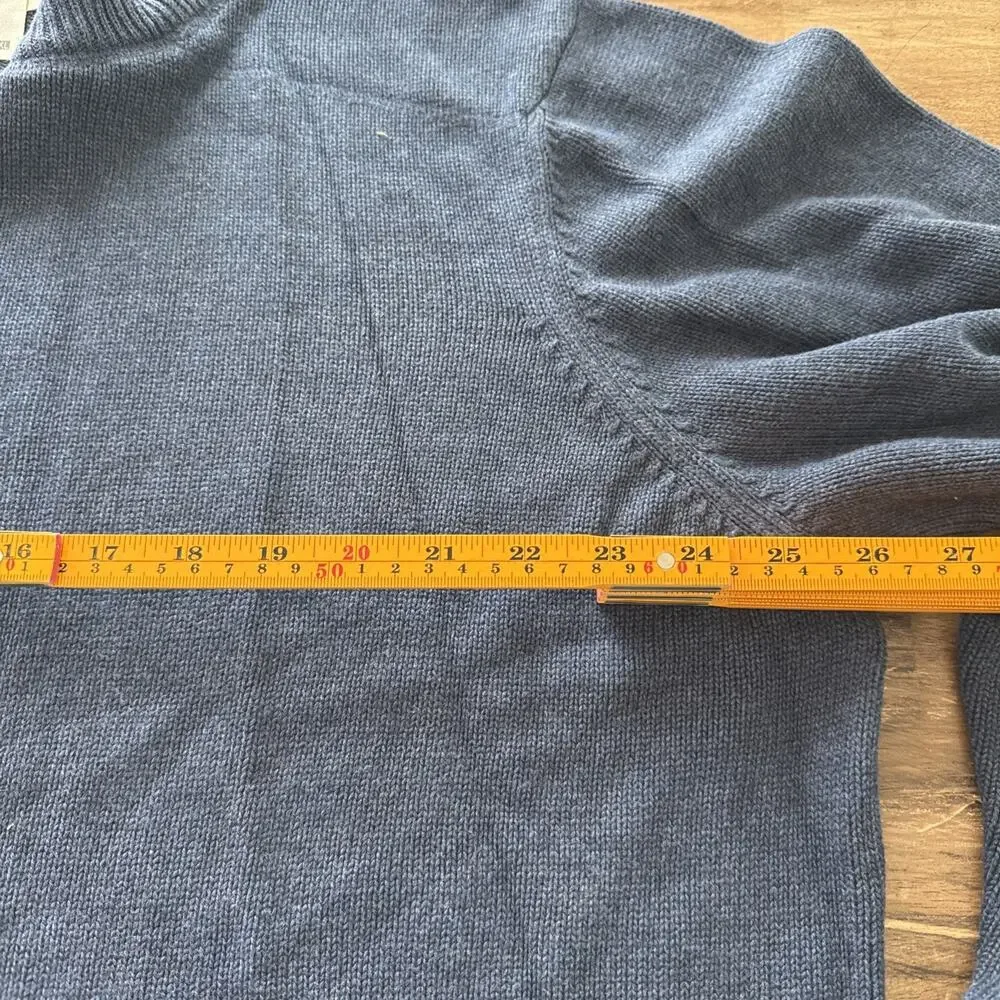 ECOTHS Organic Cotton Sweater Mans 2XL Long Sleeve Navy Blue 1/4 Zip Pullover